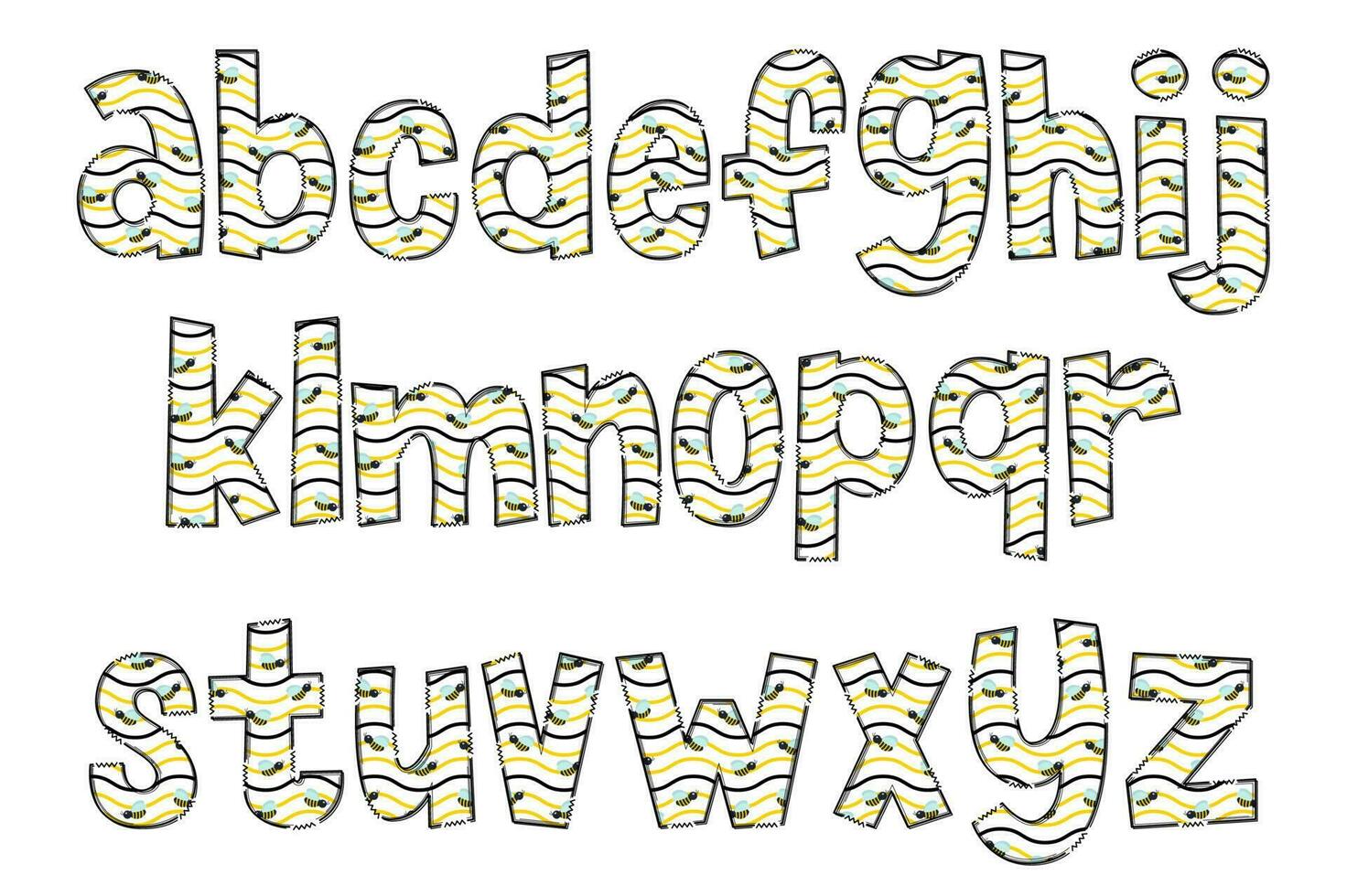 hecho a mano volador abeja letras. color creativo Arte tipográfico diseño vector