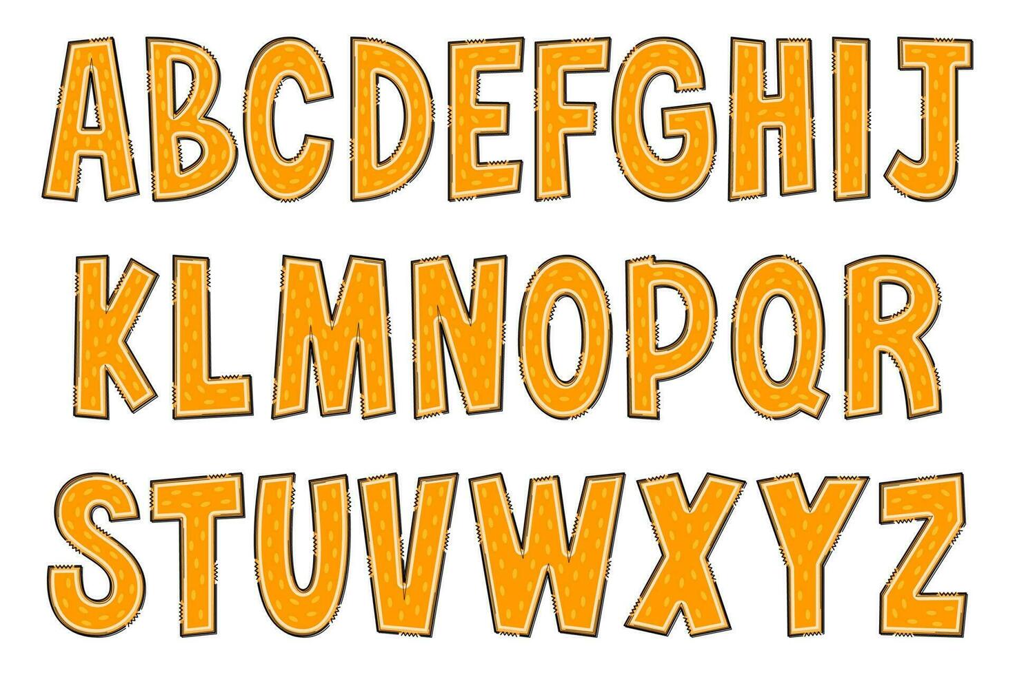 Handcrafted Orange Letters. Color Creative Art Typographic Design vector