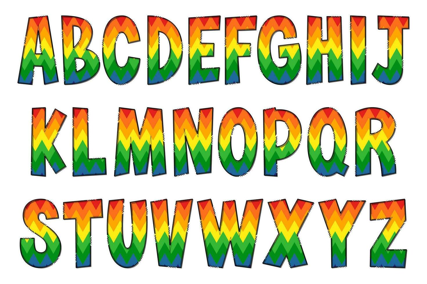 Handcrafted Rainbow Letters. Color Creative Art Typographic Design vector