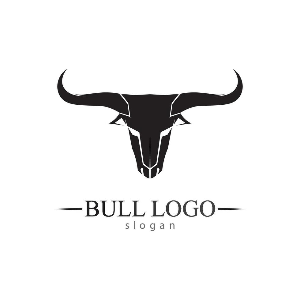 Bull horn and buffalo logo and symbols template icons app vector