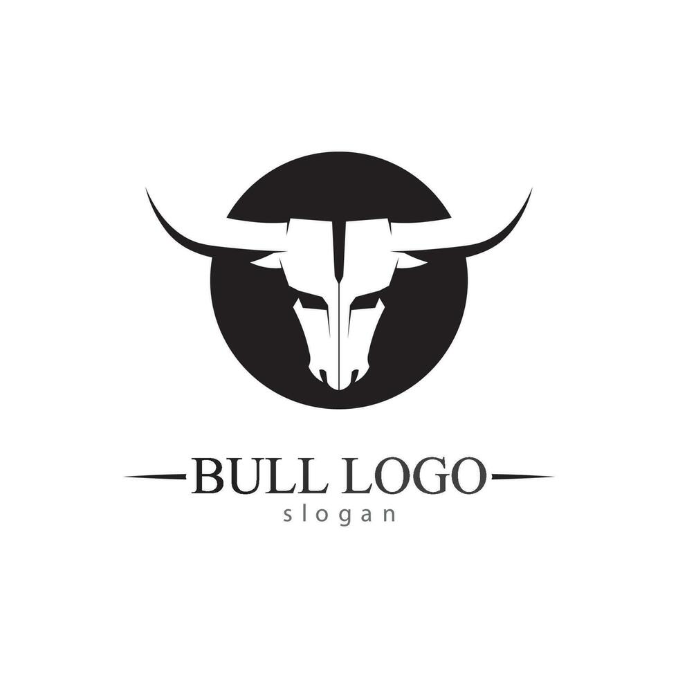 Bull horn and buffalo logo and symbols template icons app vector