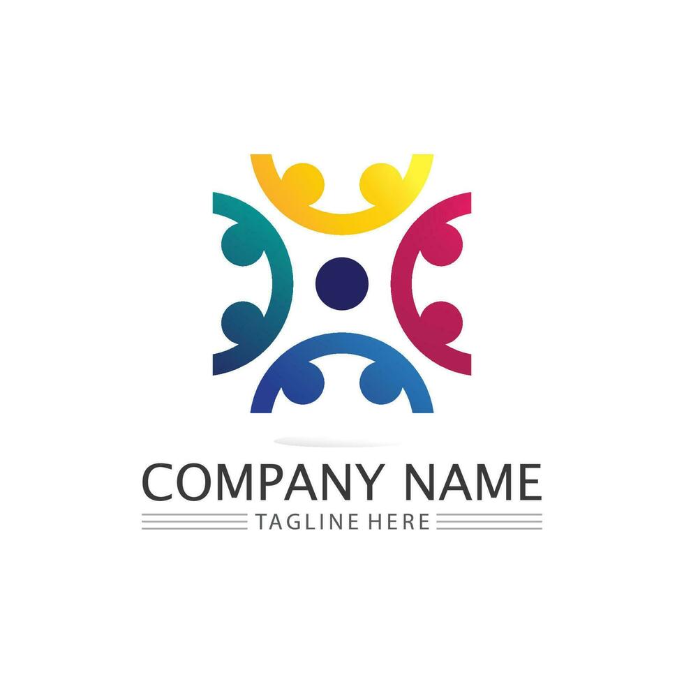 succes logo team work brand and business logo, vector community, unity colorful and friendship , partner teamwork care logo