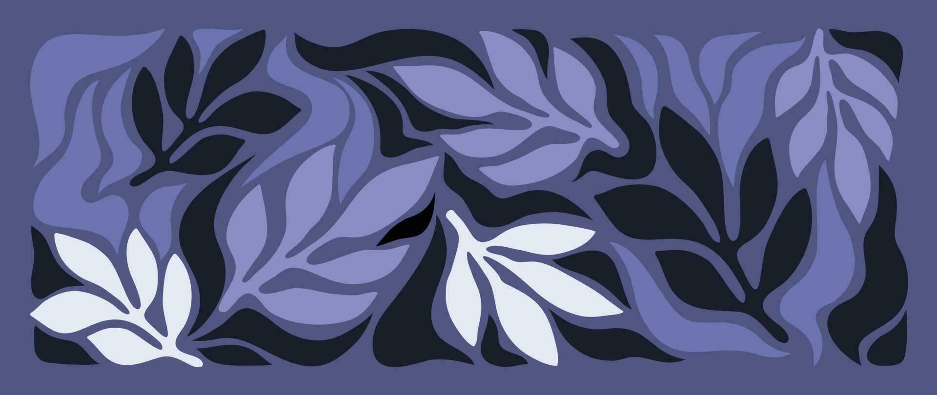 resumen botánico Arte antecedentes vector. natural mano dibujado modelo diseño con púrpura hojas, sucursales. sencillo contemporáneo estilo ilustrado diseño para tela, imprimir, cubrir, bandera, fondo de pantalla. vector