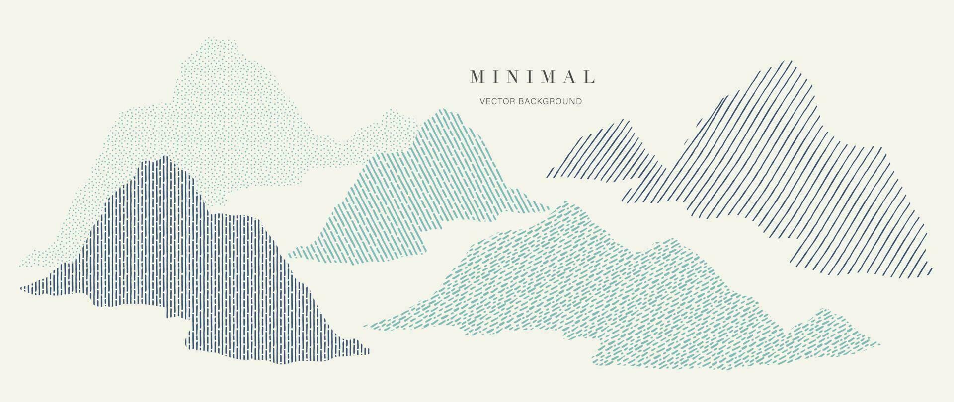 Mountain in oriental style background vector. Chinese landscape with dot pattern, hills, line art, Japanese pattern. Minimal mountains art wallpaper design for print, wall art, cover and interior. vector