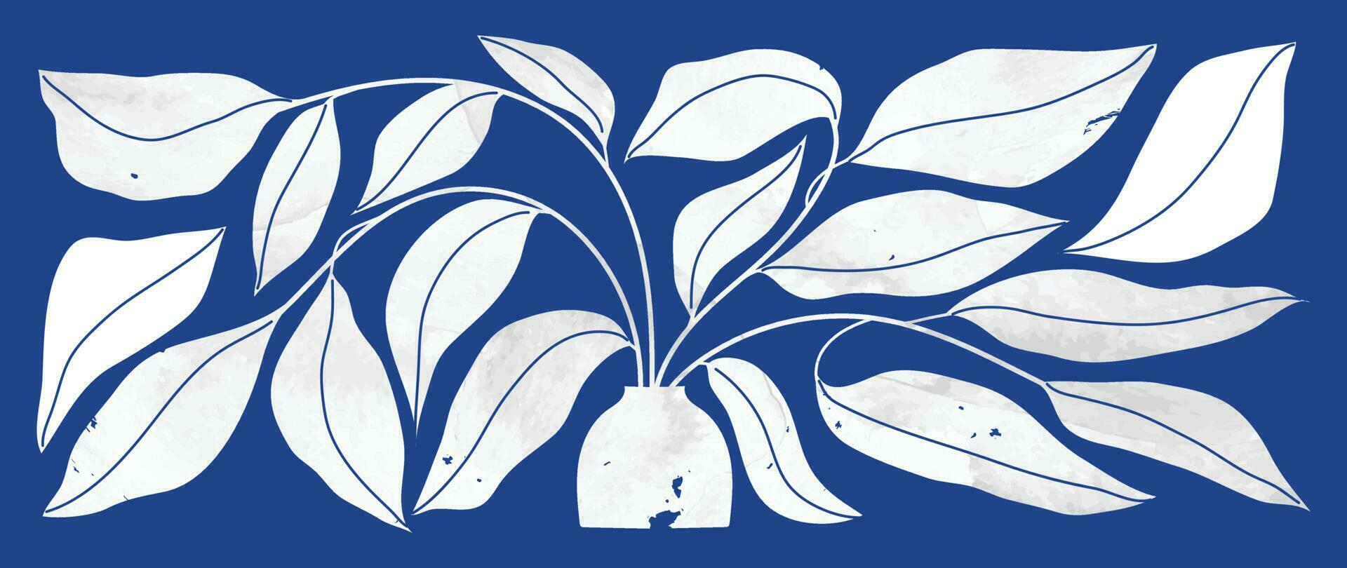 botánico Arte antecedentes vector. resumen natural mano dibujado modelo diseño con flores, hojas, sucursales. sencillo contemporáneo estilo ilustrado diseño para tela, imprimir, cubrir, bandera, fondo de pantalla. vector