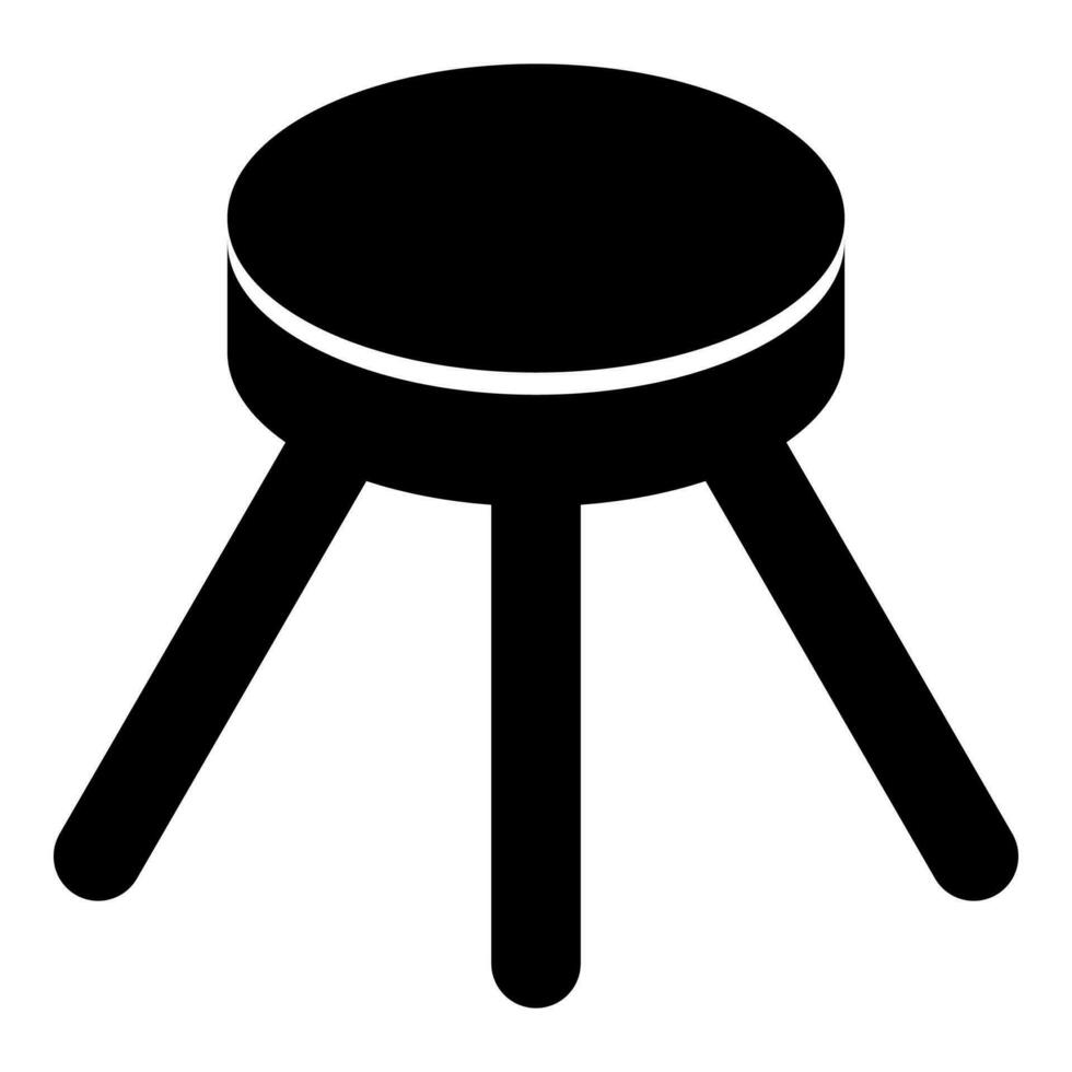 taburete con Tres piernas mueble patas casa concepto icono negro color vector ilustración imagen plano estilo