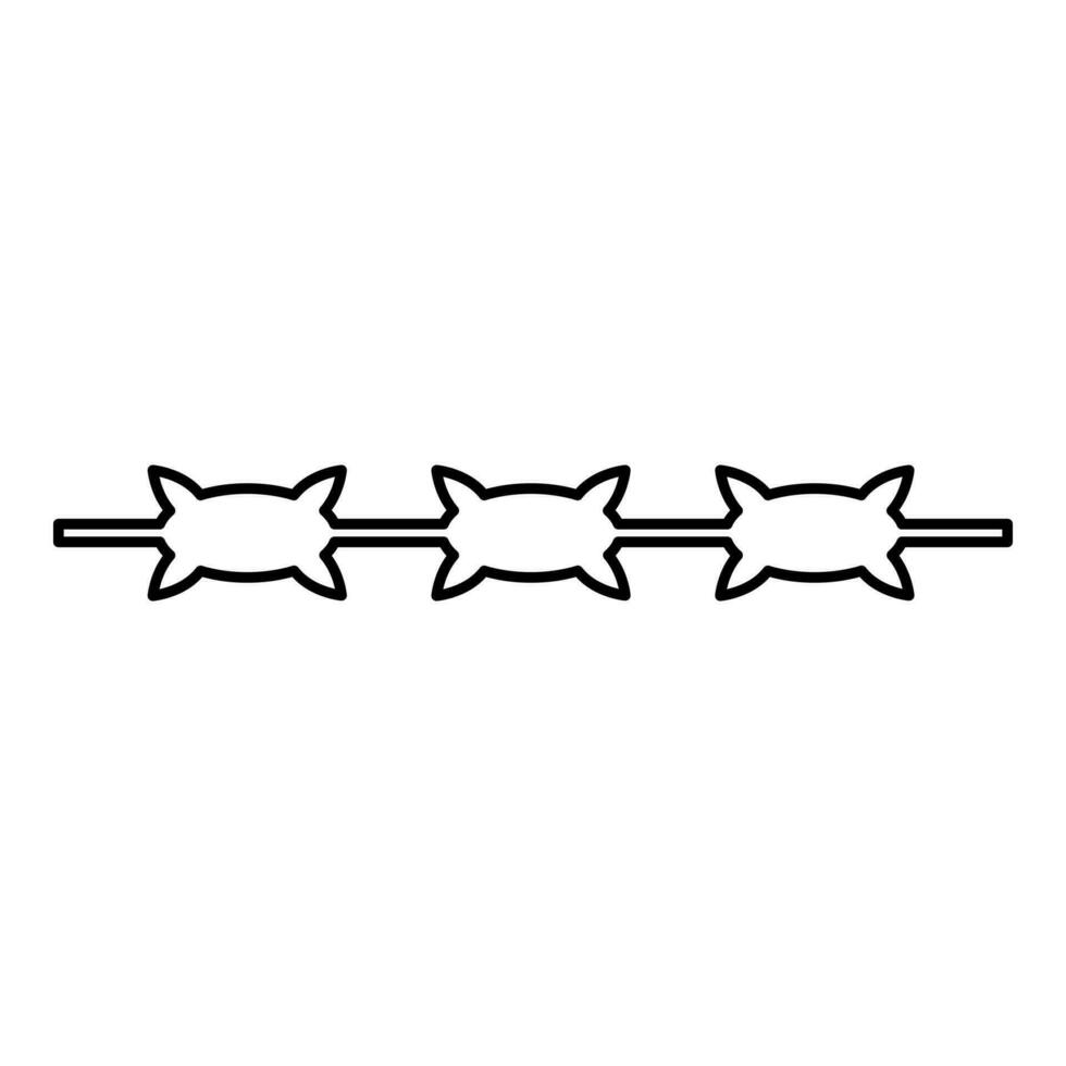 Barbed wire prison concept contour outline line icon black color vector illustration image thin flat style