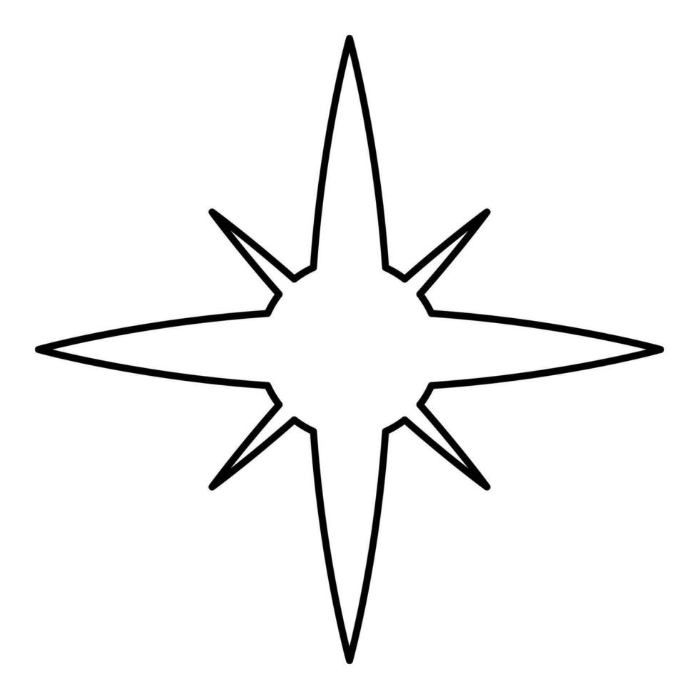 Star spark contour outline line icon black color vector illustration image thin flat style
