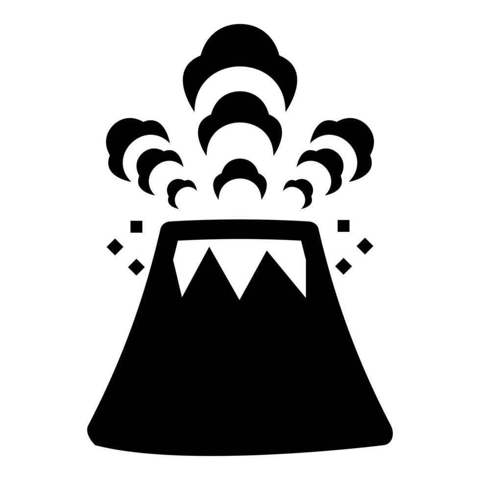 Volcano spewing lava and rocks icon black color vector illustration image flat style