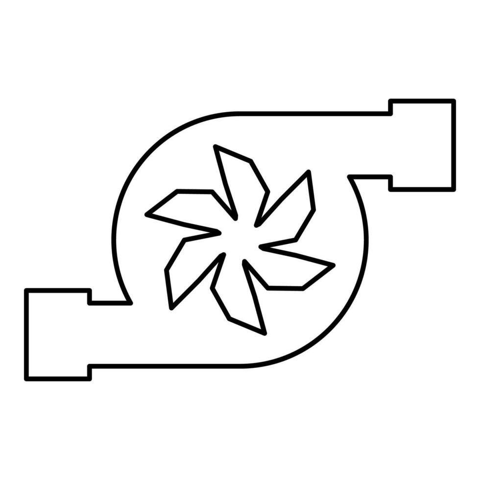 Turbine car mobile concept automobile turbo charger repair service turbocharger contour outline line icon black color vector illustration image thin flat style