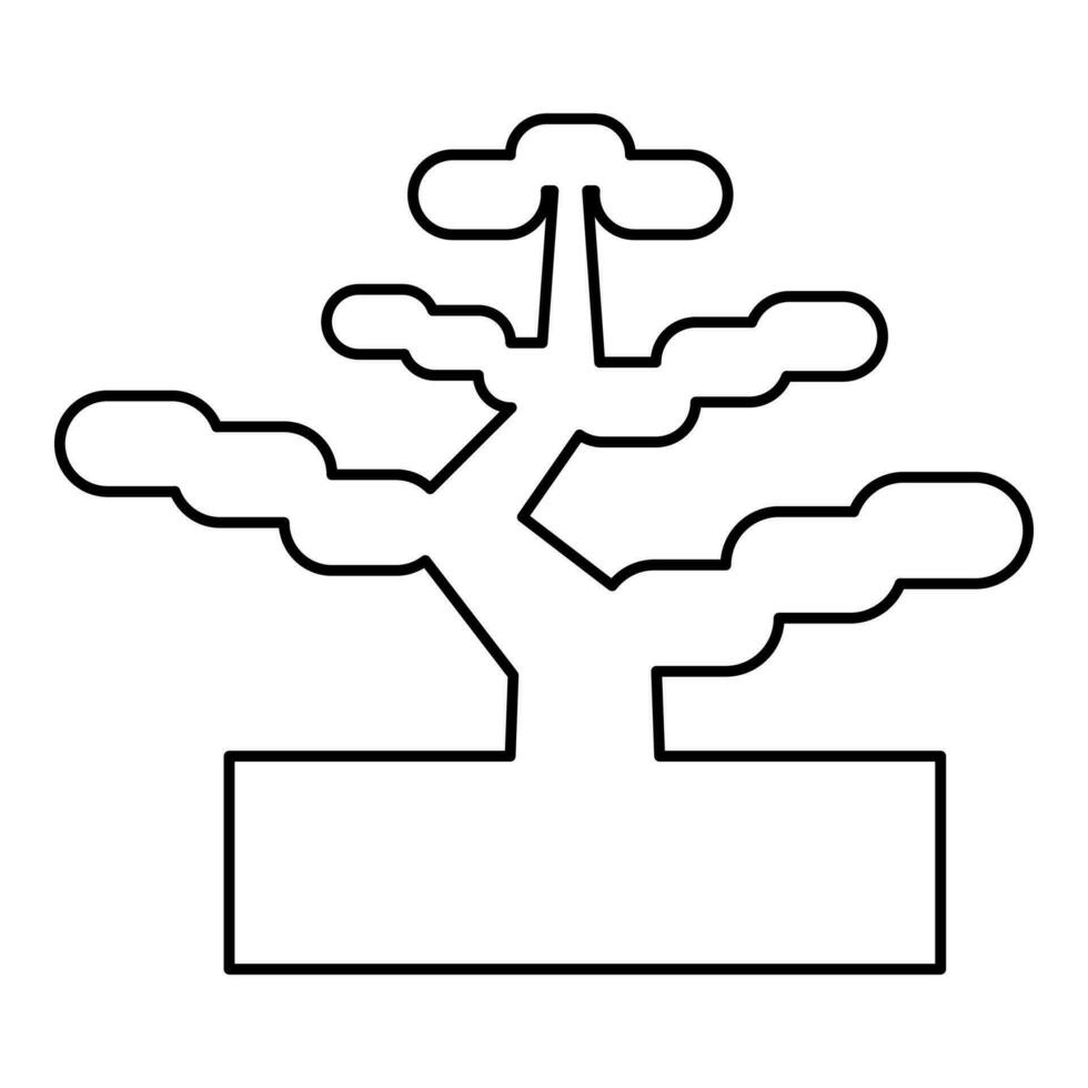 Bonsai pine tree garden concept plant japanese contour outline line icon black color vector illustration image thin flat style