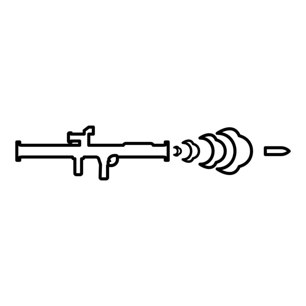 Shot from the bazouka anti tank system contour outline line icon black color vector illustration image thin flat style