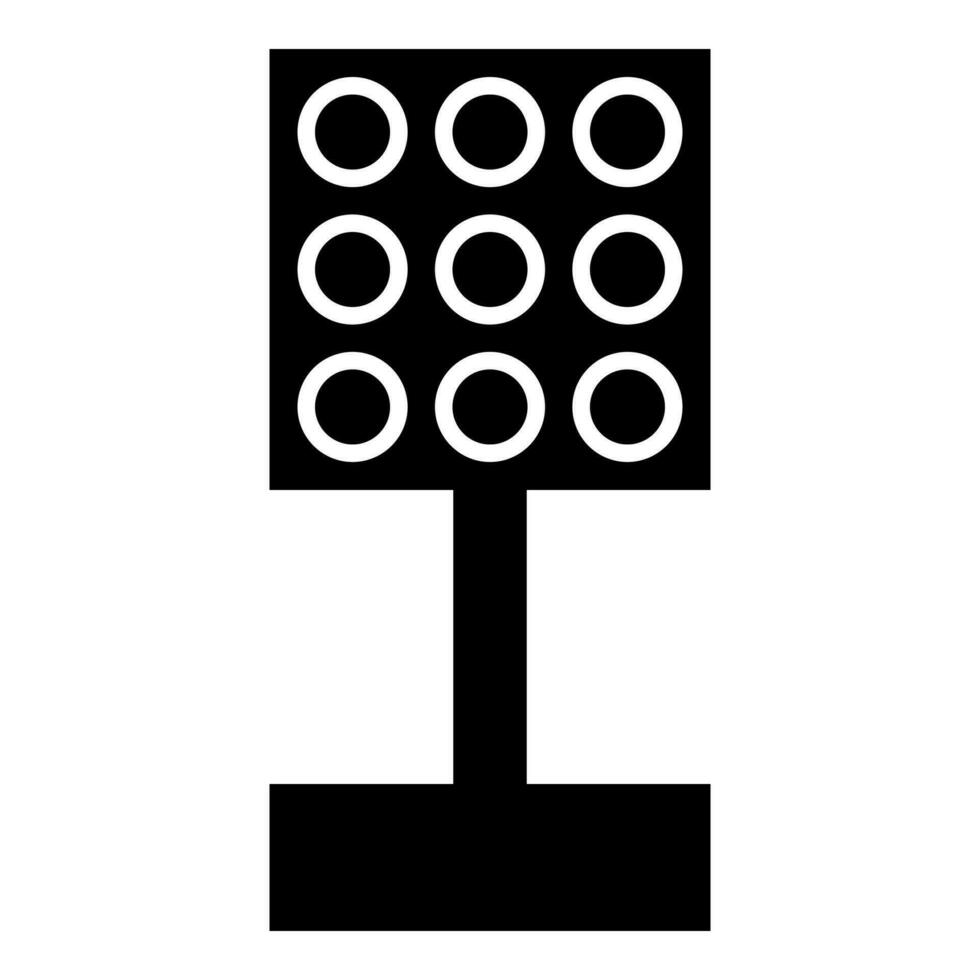 Stadium spotlight floodlight tower bright light icon black color vector illustration image flat style
