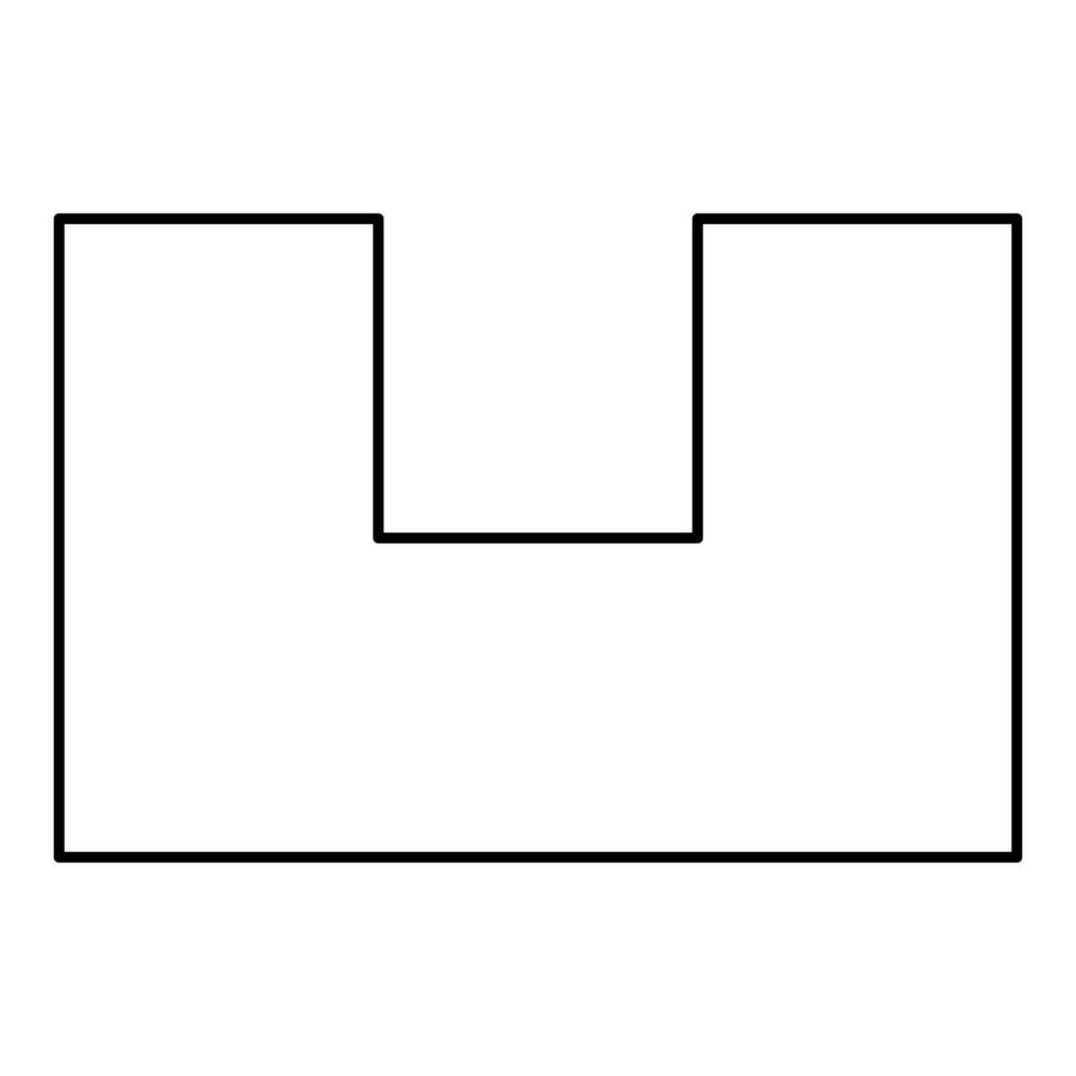 Pit With Square Hole Ground Dimple Contour Outline Line Icon Black 