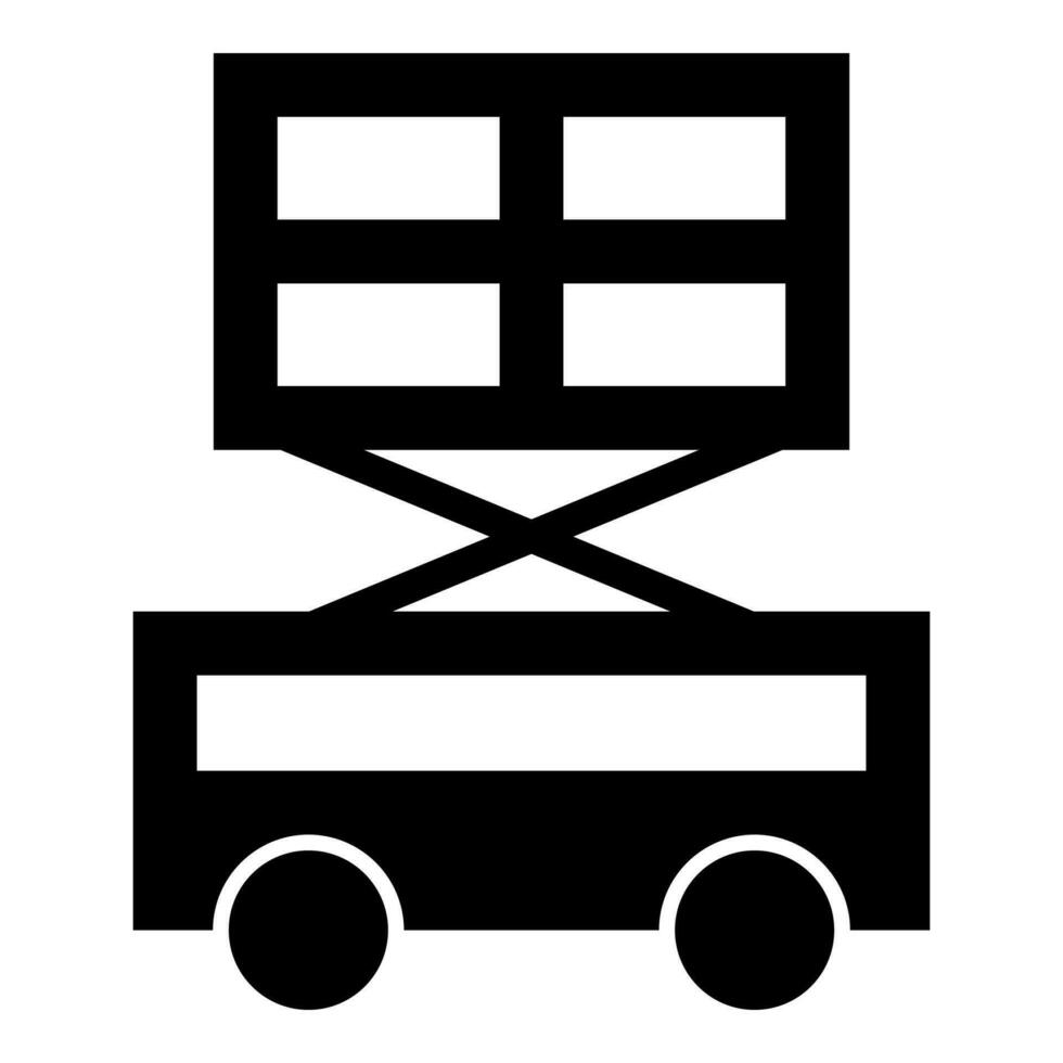 Lifting machine scissor lift platform self propelled icon black color vector illustration image flat style