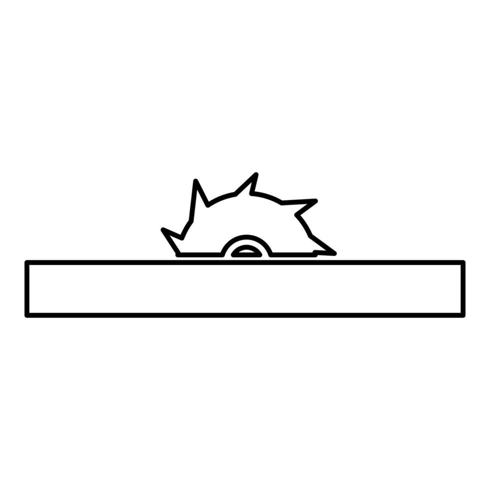 Circular saw bench table wheel blade carpentry workshop concept contour outline line icon black color vector illustration image thin flat style