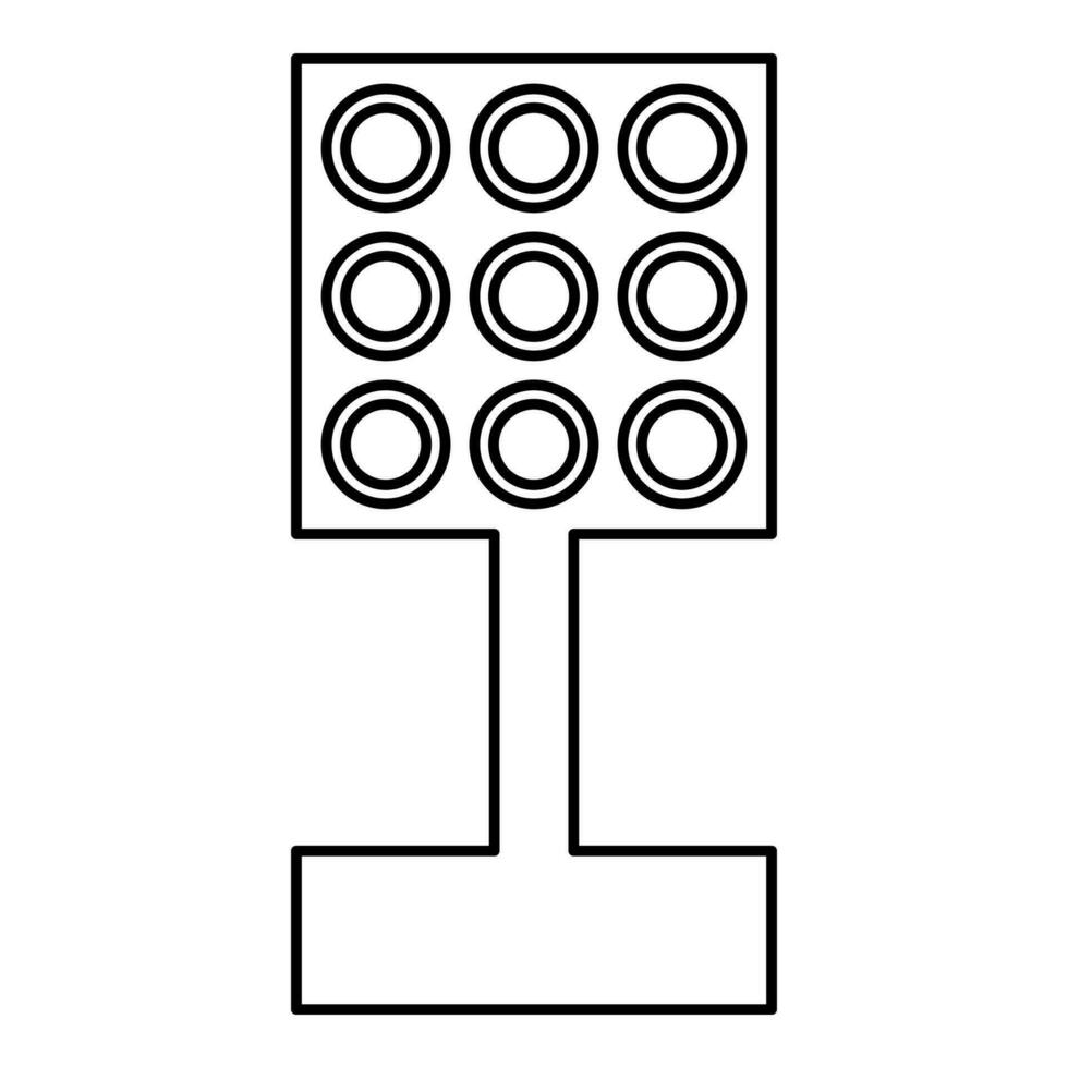 Stadium spotlight floodlight tower bright light contour outline line icon black color vector illustration image thin flat style