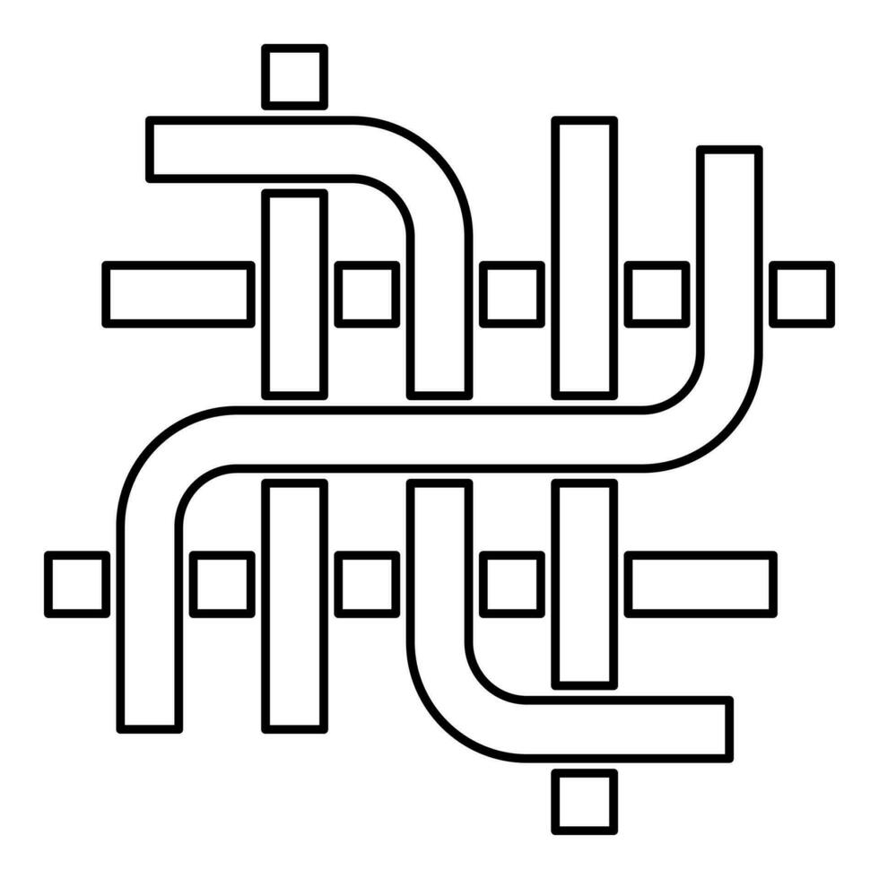 Pipes pipeline plumbing tubes net conduit contour outline line icon black color vector illustration image thin flat style