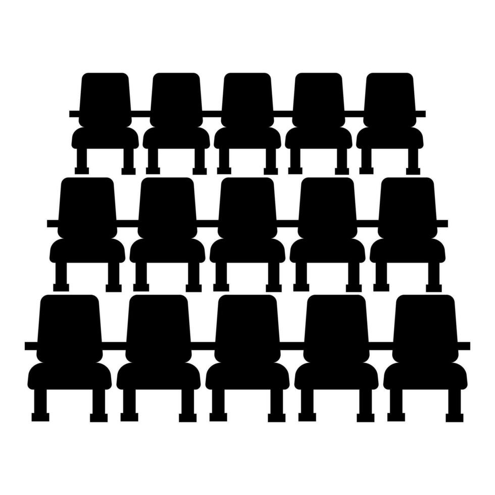 Chairs in cinema armchairs theater hall seats entertainment performance icon black color vector illustration image flat style