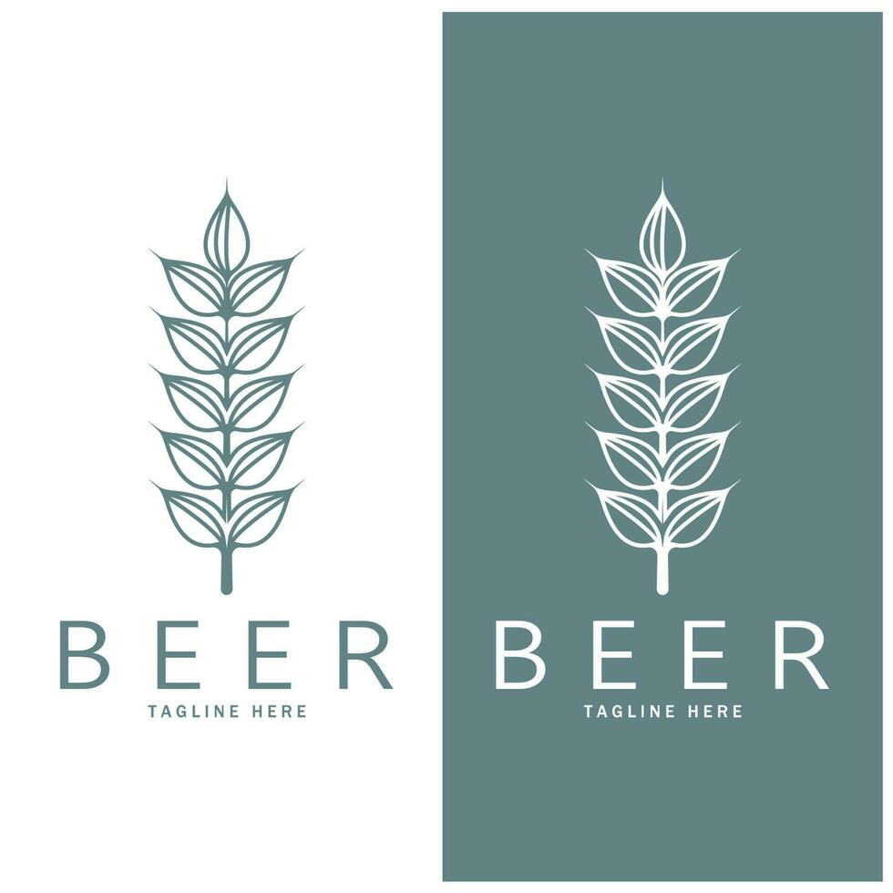 Beer logo template with vintage craft wheat.For badge, emblem,malt,beer company,bar,alcoholic drink vector
