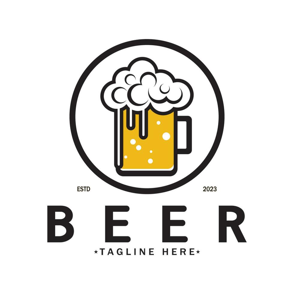 Beer logo template with vintage craft wheat.For badge, emblem,malt,beer company,bar,alcoholic drink vector