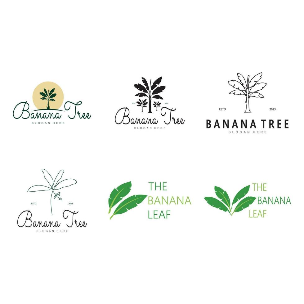 Simple Silhouette Banana Tree  Logo. Flat Design vector