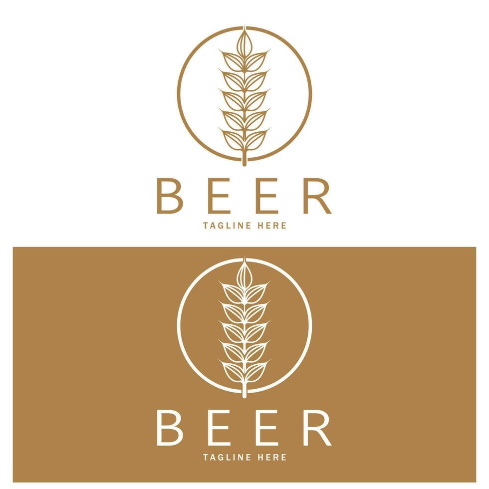 Beer logo template with vintage craft wheat.For badge, emblem,malt,beer company,bar,alcoholic drink vector
