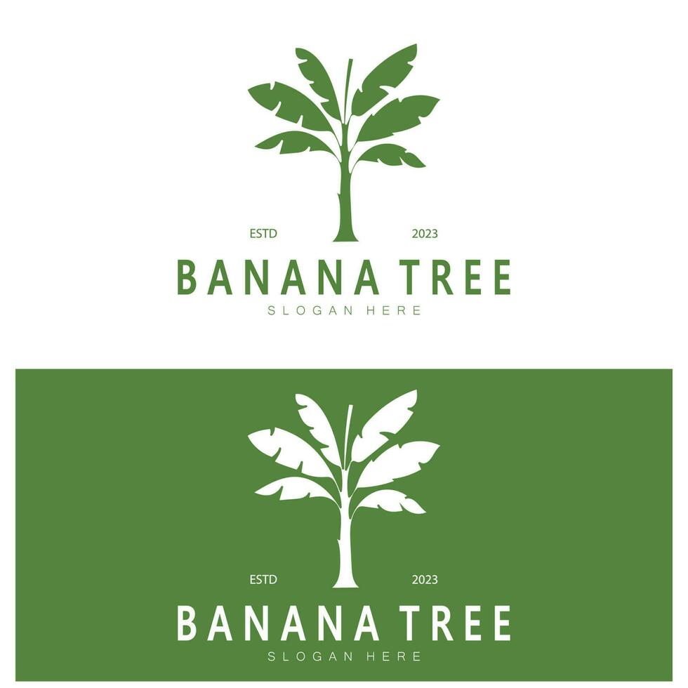 Simple Silhouette Banana Tree  Logo. Flat Design vector