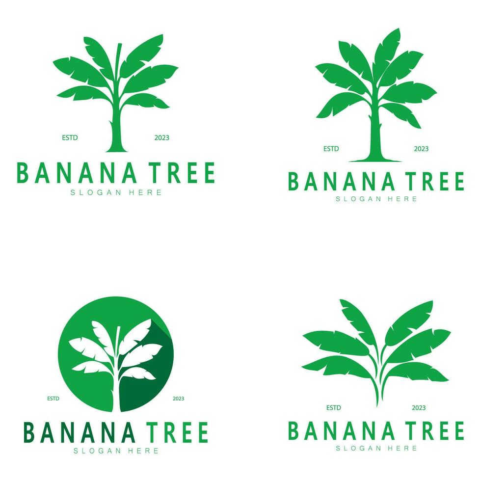 Simple Silhouette Banana Tree  Logo. Flat Design vector