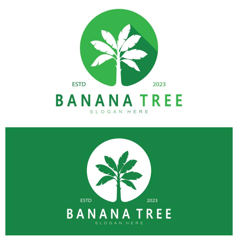 Simple Silhouette Banana Tree  Logo. Flat Design vector