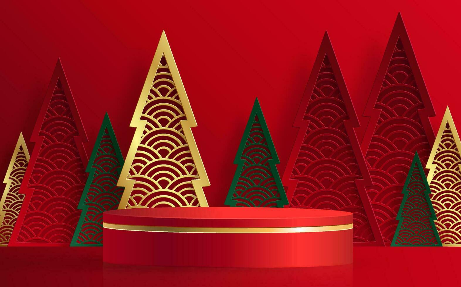 Estilo de escenario redondo de podio 3d, para feliz navidad y feliz año nuevo vector