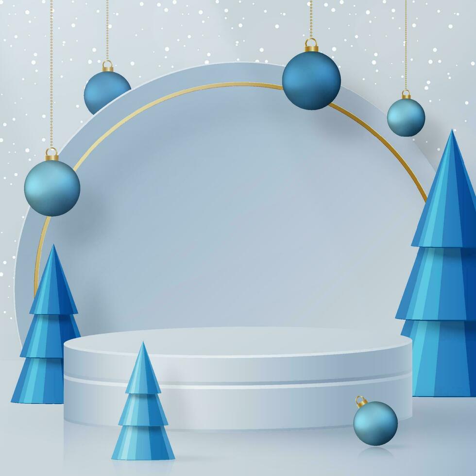 Estilo de escenario redondo de podio 3d, para feliz navidad y feliz año nuevo vector