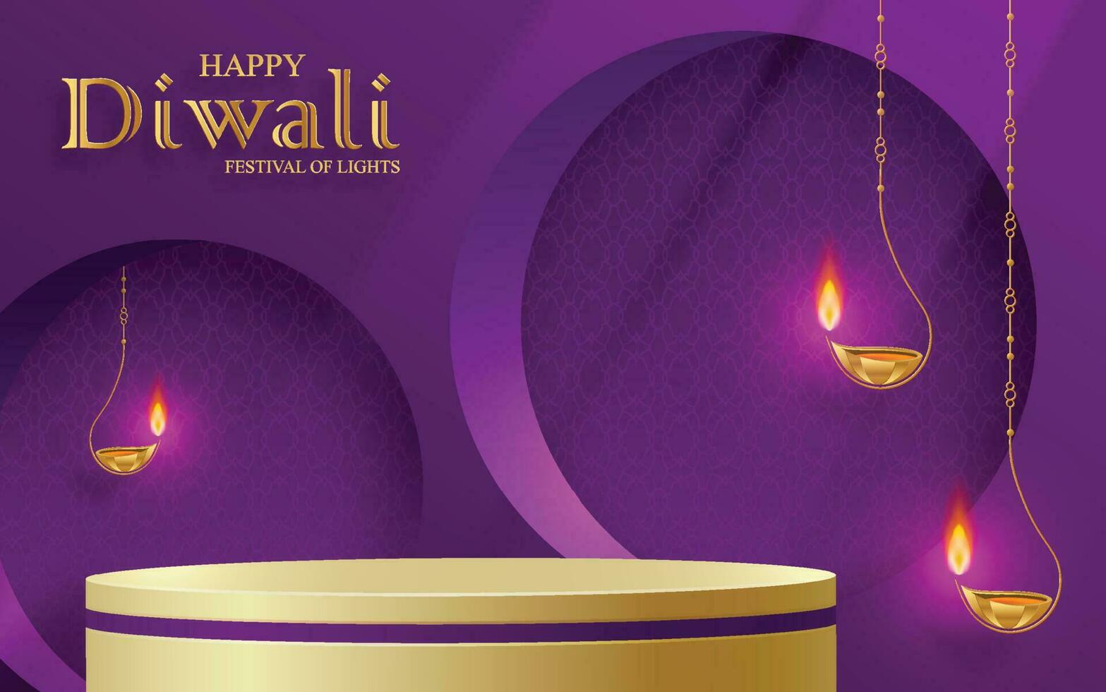 Diwali or Deepavali 3d Podium round stage style for the Indian festival of lights vector