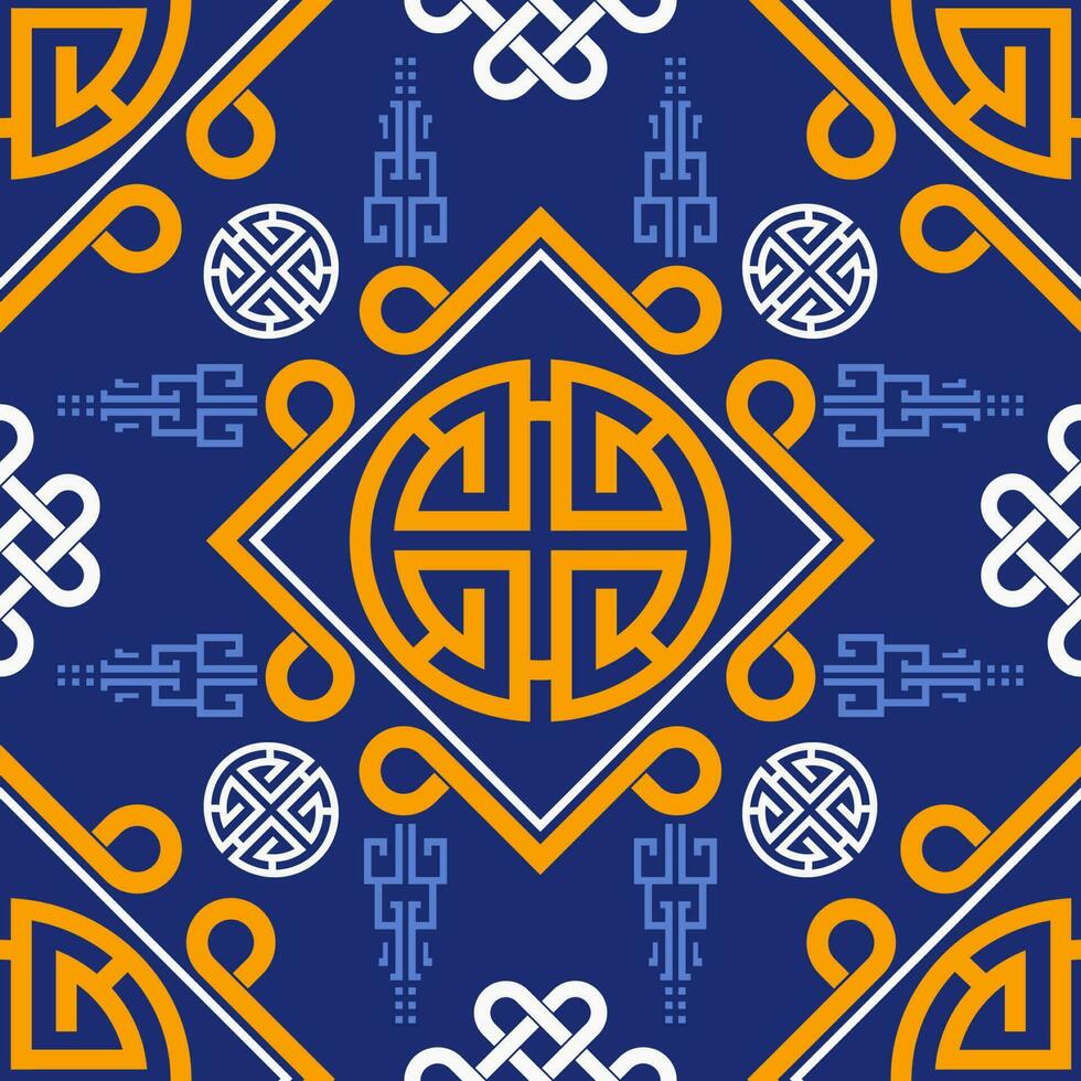Seamless pattern with Asian elements for happy Chinese new year of the Dragon 2024 vector