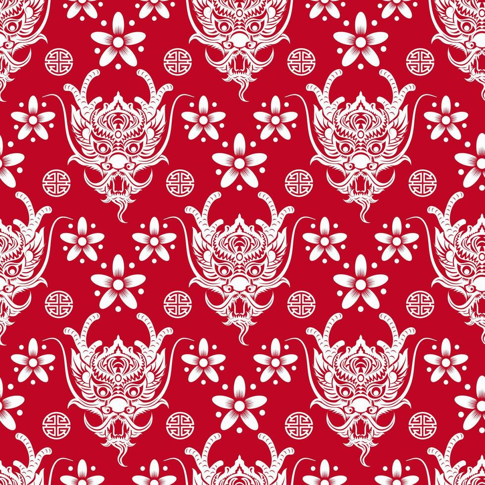 Seamless pattern with Asian elements for happy Chinese new year of the Rabbit 2023 vector