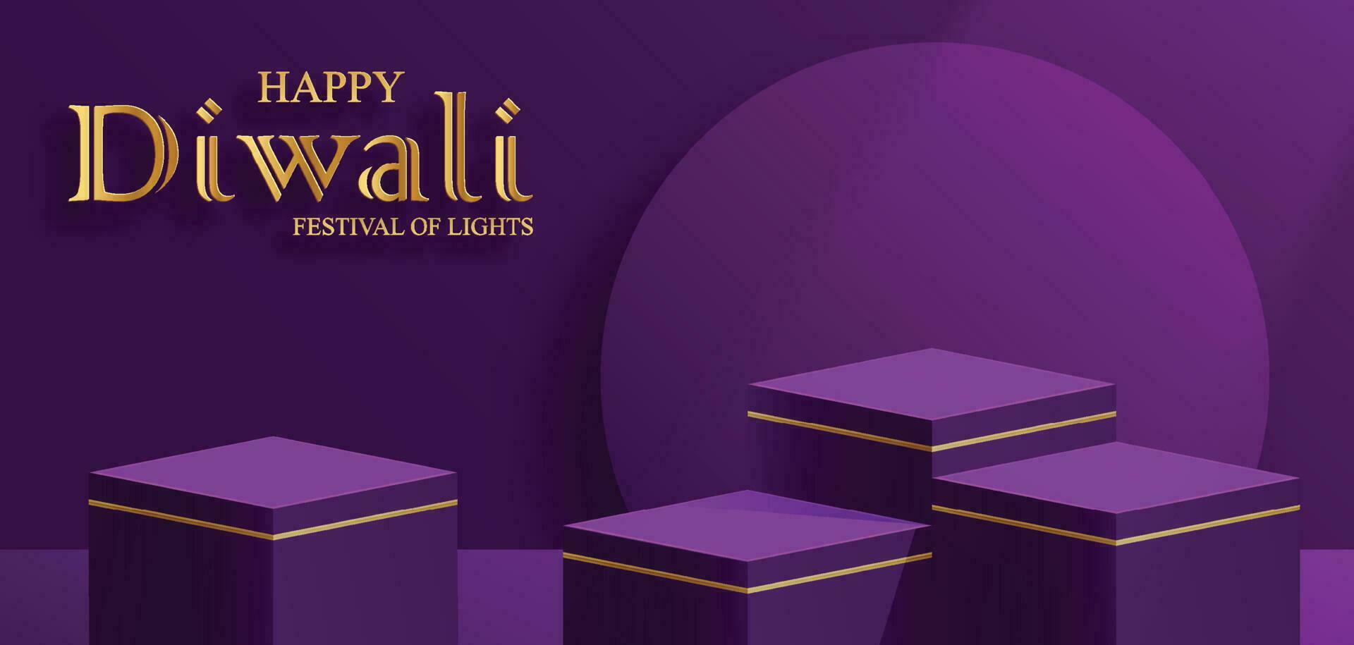 diwali o deepavali 3d podio redondo etapa estilo para el indio festival de luces vector