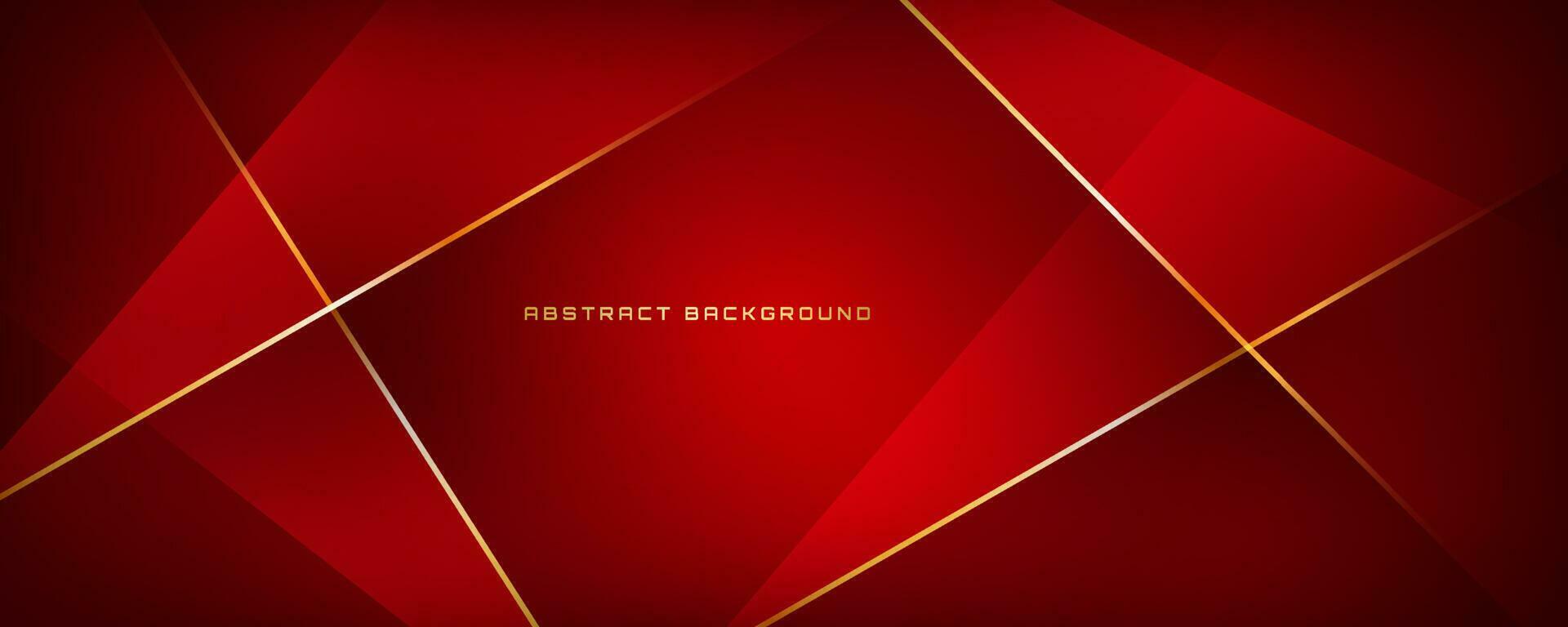 3D red luxury abstract background overlap layer on dark space with golden polygonal lines decoration. Modern graphic design element cutout style concept for banner, flyer, card, or brochure cover vector