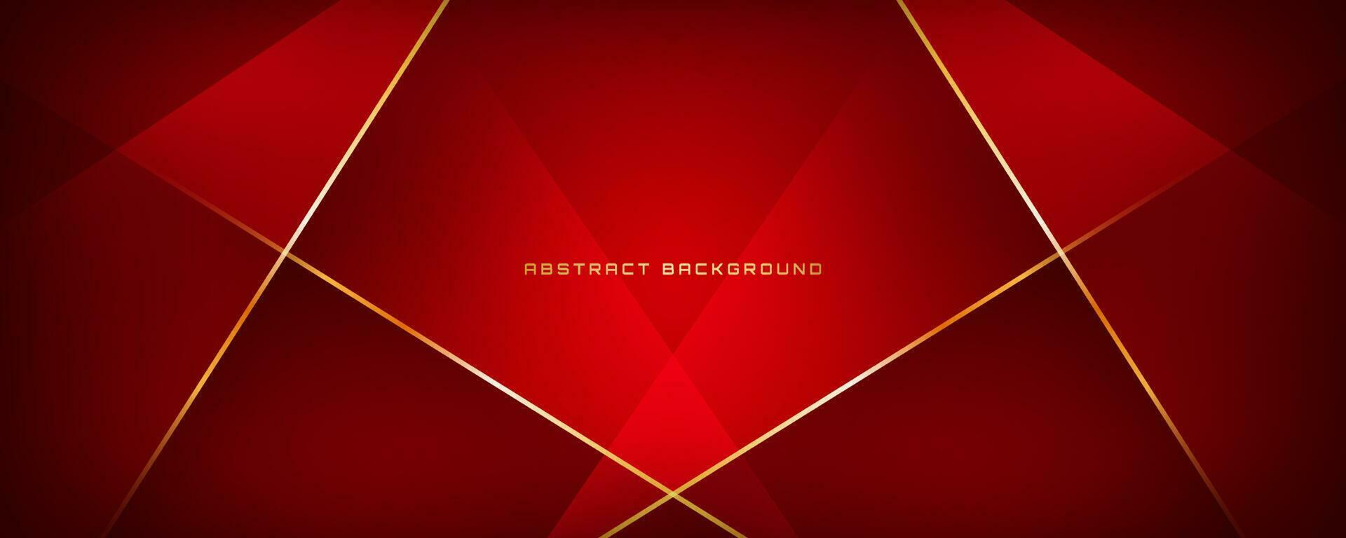 3D red luxury abstract background overlap layer on dark space with golden polygonal lines decoration. Modern graphic design element cutout style concept for banner, flyer, card, or brochure cover vector