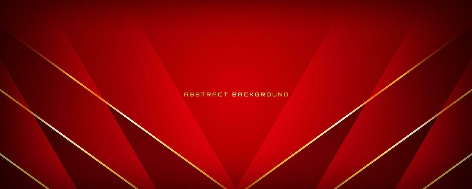 3D red luxury abstract background overlap layer on dark space with golden polygonal lines decoration. Modern graphic design element cutout style concept for banner, flyer, card, or brochure cover vector