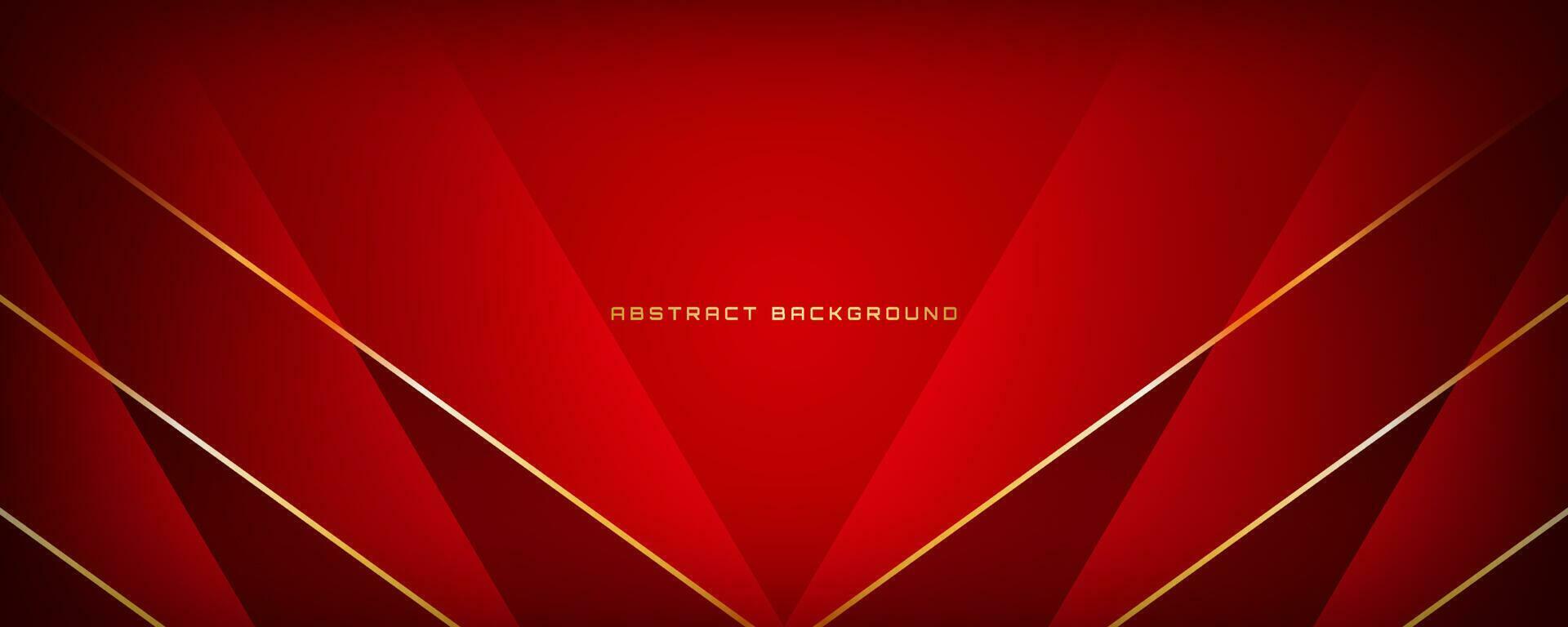 3D red luxury abstract background overlap layer on dark space with golden polygonal lines decoration. Modern graphic design element cutout style concept for banner, flyer, card, or brochure cover vector