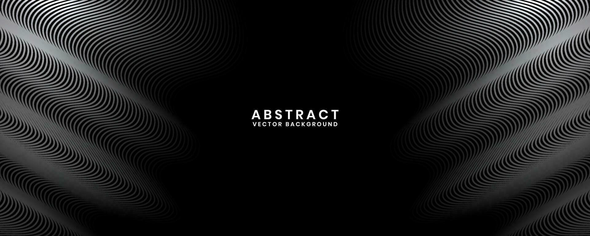 3D black white techno abstract background overlap layer on dark space with waves effect decoration. Modern graphic design element stripes style concept for banner, flyer, card, or brochure cover vector