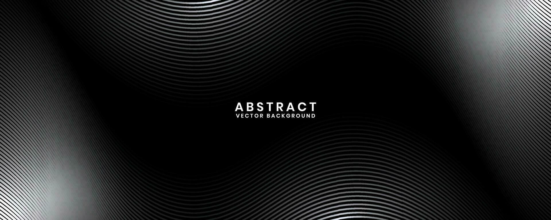 3D black white techno abstract background overlap layer on dark space with waves effect decoration. Modern graphic design element stripes style concept for banner, flyer, card, or brochure cover vector