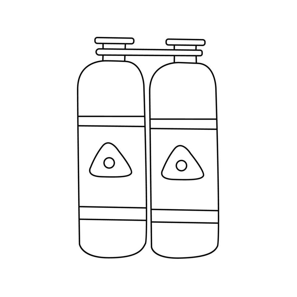 Vector illustration of an oxygen tank for diving in doodle style.