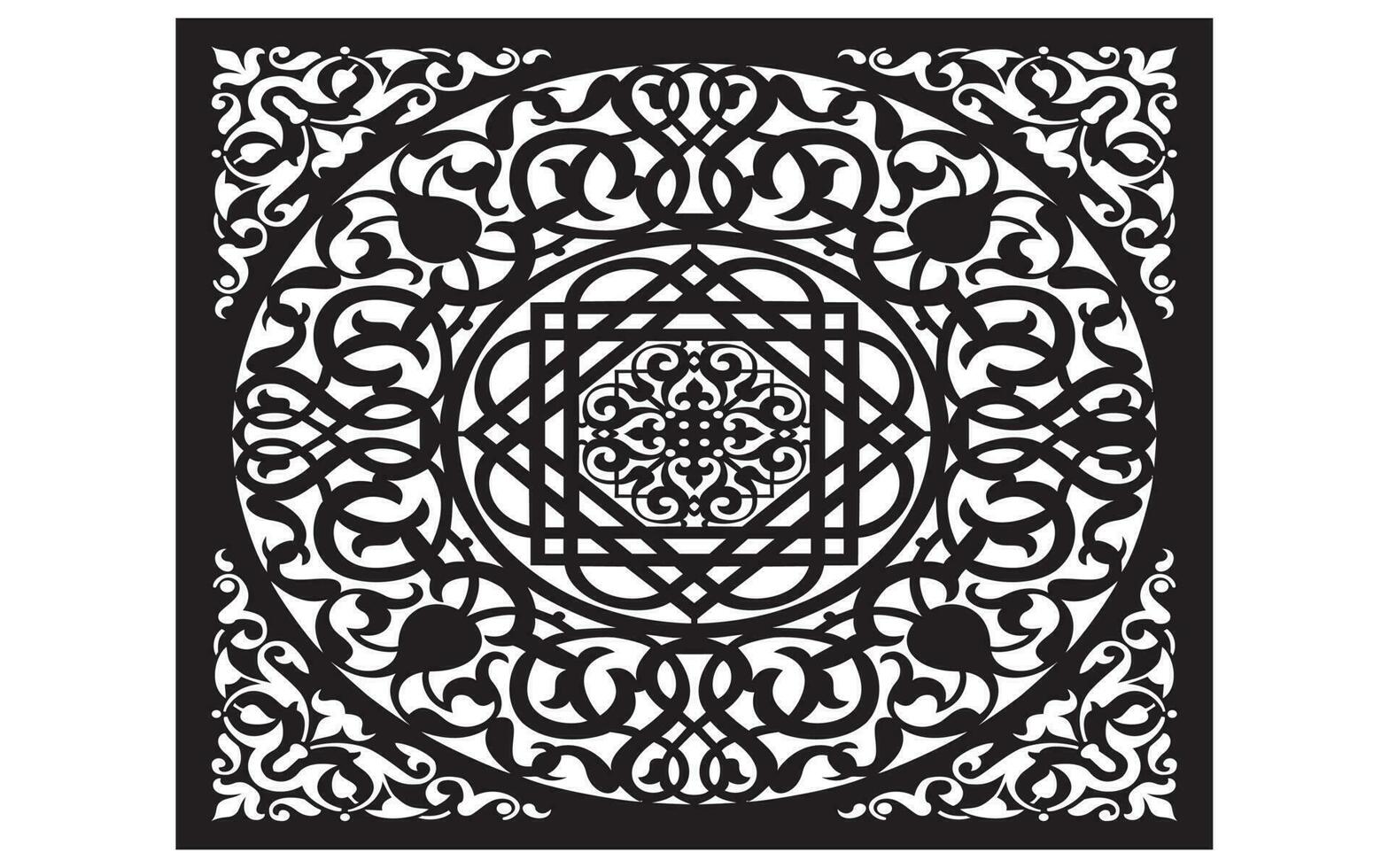 Decorative floral patterns, geometric template for cnc laser cutting vector