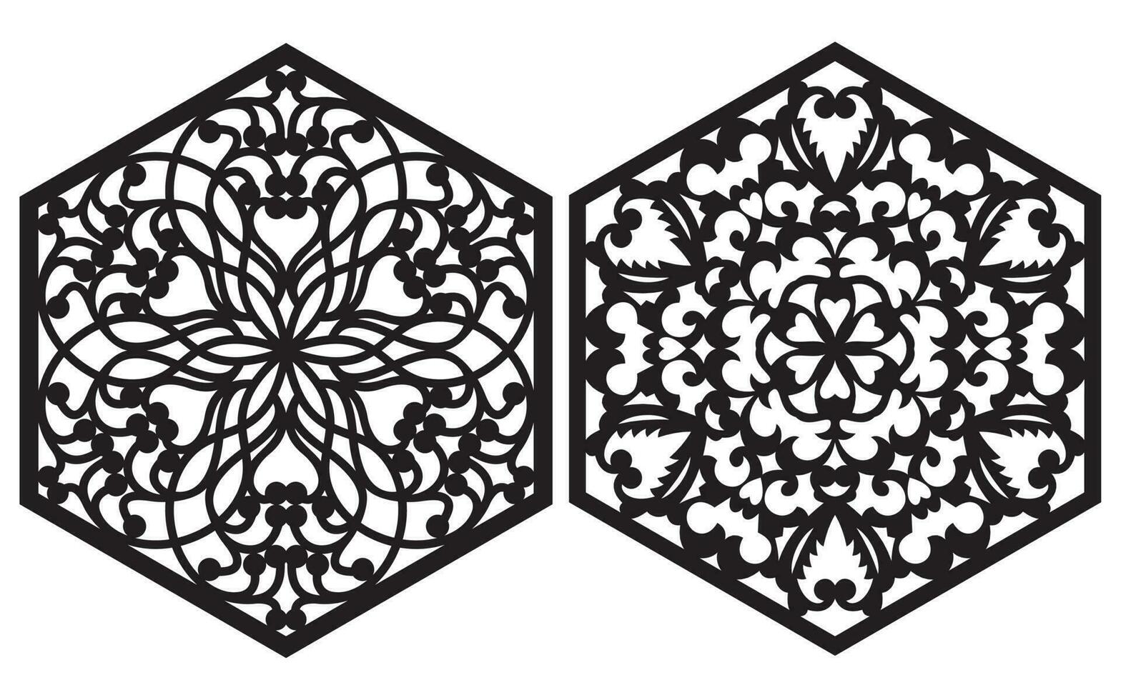 Decorative floral patterns, geometric template for cnc laser cutting vector