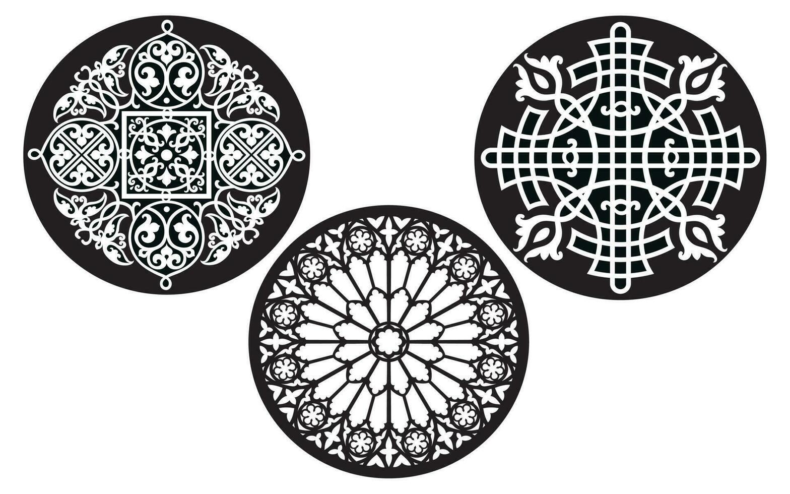 Decorative floral patterns, geometric template for cnc laser cutting vector