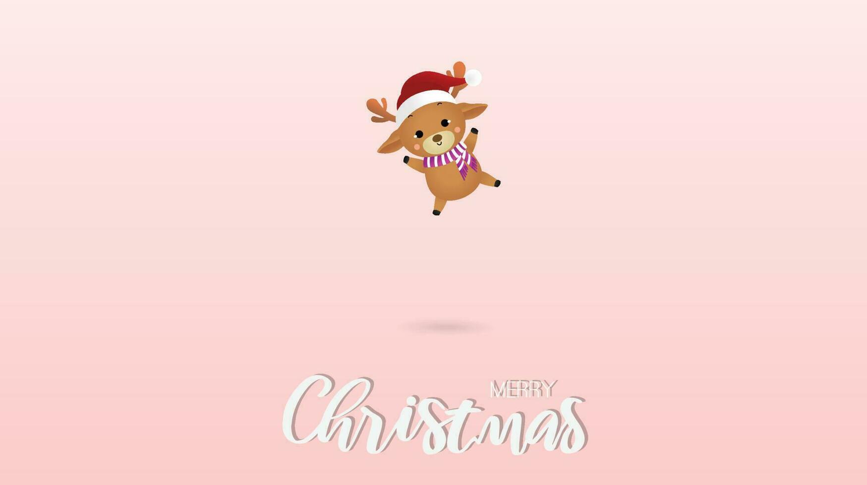 Merry Christmas and happy new year cute Reindeer jump. vector