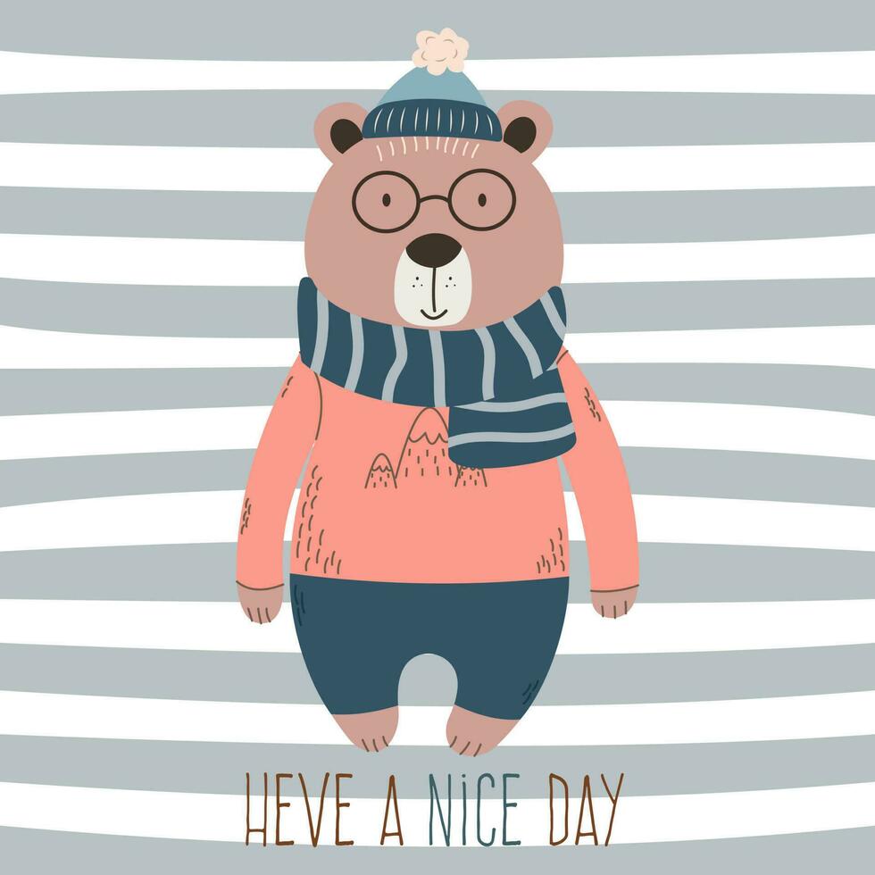 bear, teddy in scandinavian style isolated vector