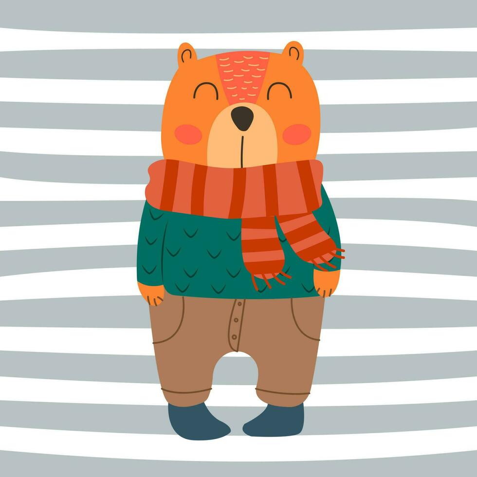 bear, teddy in scandinavian style isolated vector