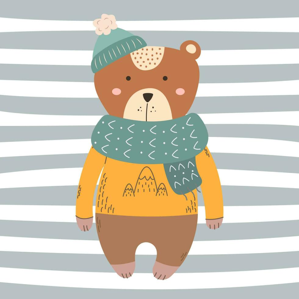 bear, teddy in scandinavian style isolated vector